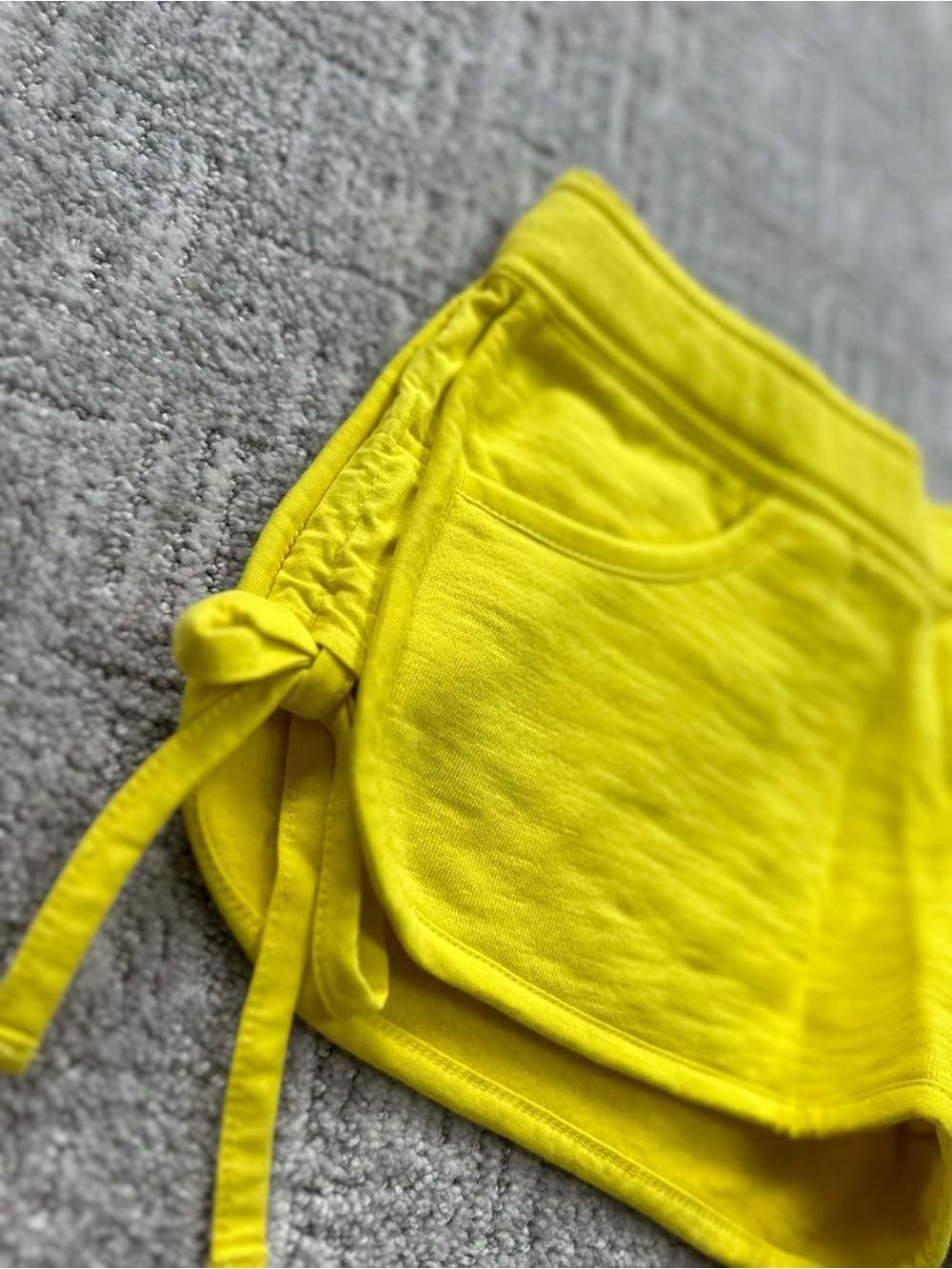 Powder Room Bright Yellow Drawstring Shorts Small Fleece Lined Cotton Blend Y2K - Picture 4 of 11